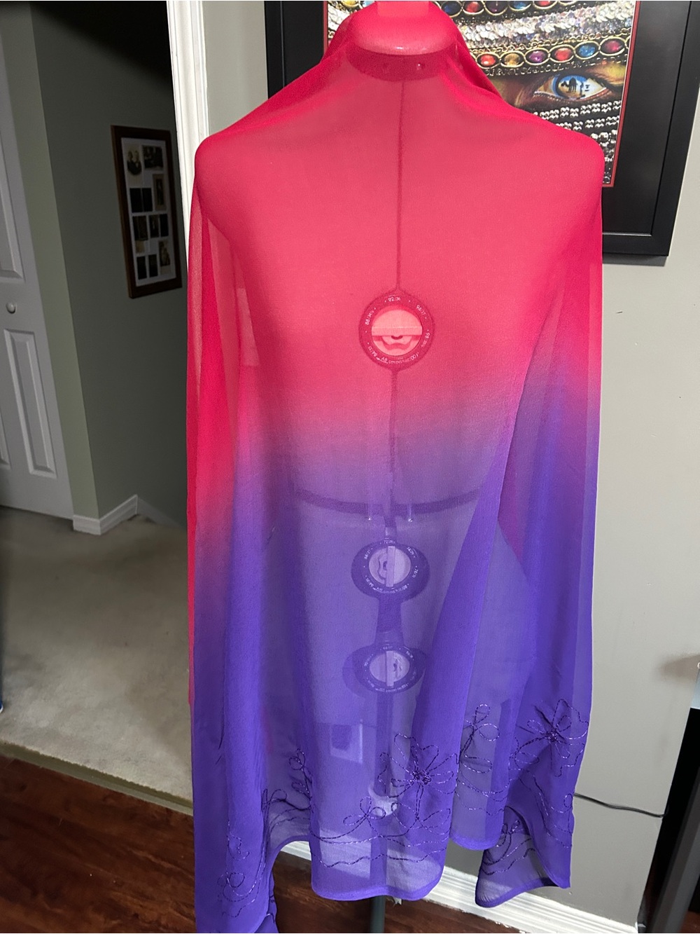 Pink and Purple Chiffon Belly Dance Veil